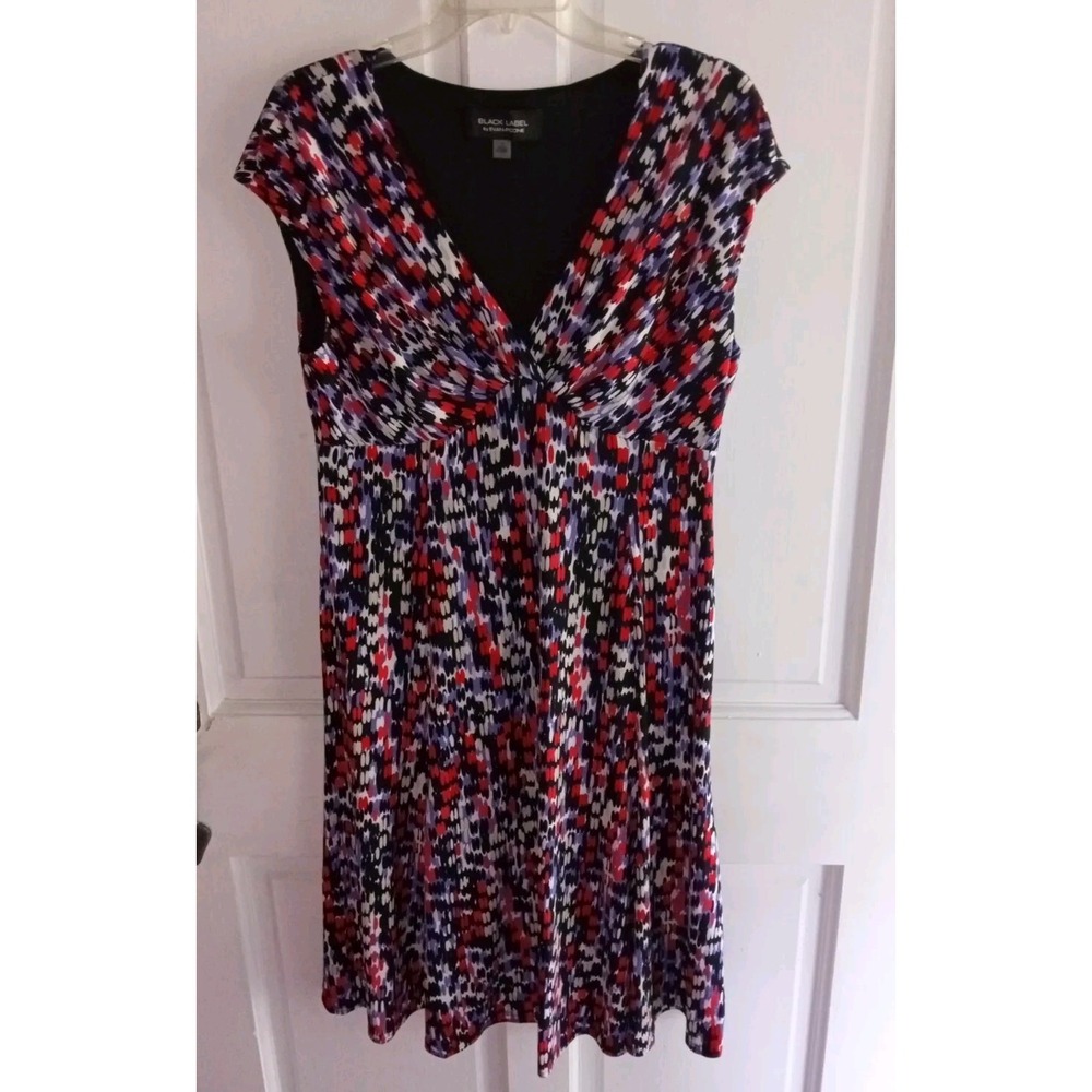 Fit And Flare Dress Size 10 Red Colorful Modest Midi V-neck Evan Picone Purple‎